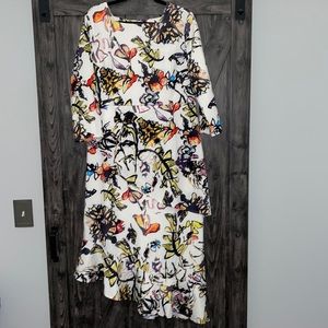 Dainty Jewells asymmetrical 3/4 sleeve floral print midi dress